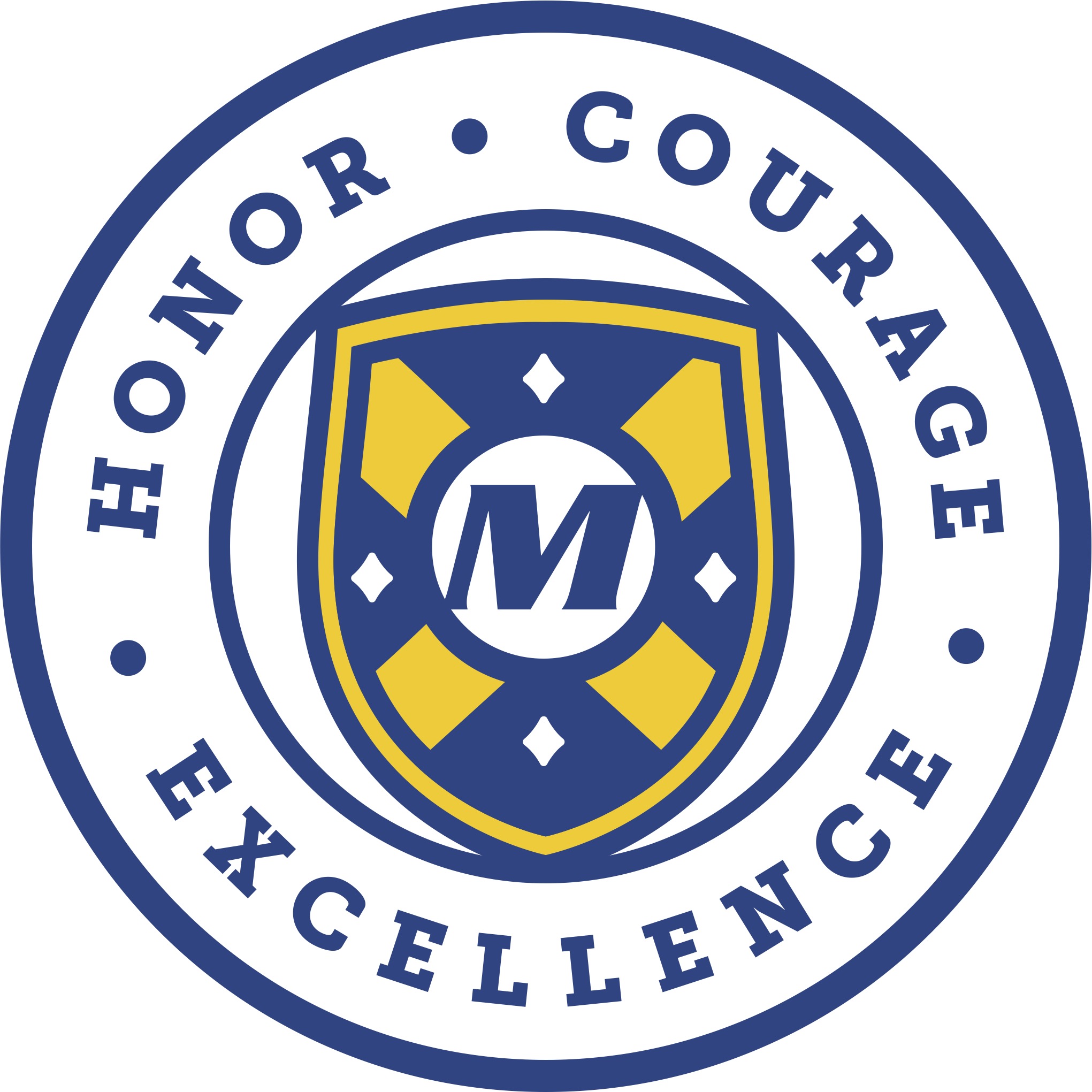Mariemont City Schools Seal Logo with Honor, Courage, Excellence text